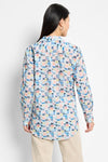 NIC+ZOE Portofino Boyfriend Shirt in Blue Multi.  Pointed collar button down with long sleeves and 2 button cuff.  Lightly textured cotton.  Shirt tail hem.  Relaxed fit._t_60267222761838
