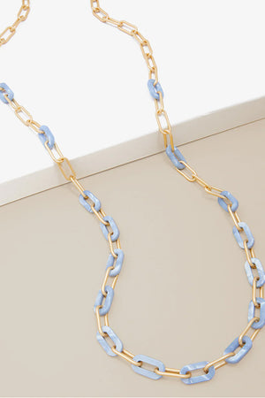 Blue Marbled Resin Link Necklace_60026520207726