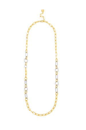 Two Tone Long Paperclip Necklace_60027021197678