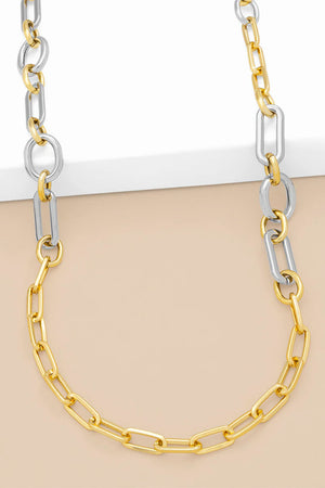 Two Tone Long Paperclip Necklace_60027021328750