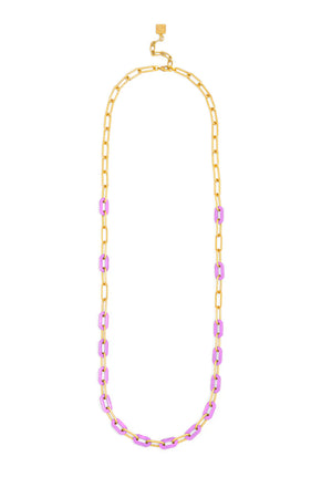 Purple Marbled Resin Link Necklace_60026628112750