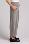 Sympli Narrow Lantern Pant in Taupe. Yoke waistband and balloon leg with 2 front pockets. 25" inseam._t_36063780077768