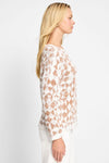 NIC+ZOE Textured Diamond Sweater in Neutral.  Textured 2 tone sweater with pointelle stitching and screen print diamond pattern.  Crew neck 3/4 sleeve sweater with solid rib trim at cuff and hem.  Relaxed fit._t_60134802686318