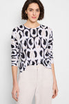 NIC+ZOE Ikat Rings Sweater in Black Multi.  Crew neck long sleeve sweater with dropped shoulder.  Screen print.  Rib trim at neck, hem and cuff.  Relaxed fit._t_59973651202414