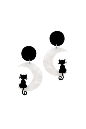 Black Cat Moon Earrings_34418447777992
