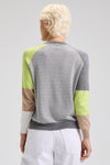 Zaket & Plover Breton Sweater in Cloud.  Heather gray and white contrasting striped on front and back.  Solid color block long raglan sleeves.  Top stitch details at front and raglan seams.  Rib trim at neck hem and cuff.  Relaxed fit._t_61200706699630