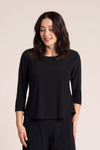 Sympli Go To Classic Relax Short in Black.  Scoop neck, 3/4 sleeve top with u-shaped hem.  Shorter length than the regular classic.  Relaxed fit_t_61205772042606