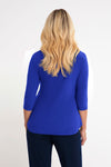Sympli Go to Classic Relax in Lapis.  Crew neck, 3/4 sleeve top with curved hem and side slits.  Relaxed fit._t_59519388778862