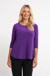 Sympli Go to Classic Relax in Ultraviolet.  Crew neck, 3/4 sleeve top with curved hem and side slits.  Relaxed fit._t_59519388811630