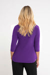 Sympli Go to Classic Relax in Ultraviolet.  Crew neck, 3/4 sleeve top with curved hem and side slits.  Relaxed fit._t_59519388844398
