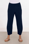 Sympli Narrow Lantern Pant in Navy. Yoke waistband and balloon leg with 2 front pockets. 25" inseam._t_34446720336072