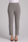 Sympli Narrow Pant Midi in Taupe. Hidden elastic waist pull on pant with slim leg. Side slits at hem. 28" inseam_t_52885749891438