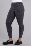 Sympli Embossed Nu Yoke Legging  in graphite animal.  Dark gray embossed leopard  print on graphite background.  Dropped waist legging.  28" inseam._t_34507612389576