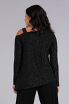 Sympli Embossed One Shoulder Top in Black Animal. Embossed leopard print on black jersey. One shoulder top with thick strap on opposite shoulder. Long sleeves. Angled hem with side slits. Relaxed fit._t_34515371983048