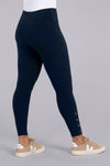 The Sympli Quest Legging in Navy is the lightest, most comfortable legging around! This everyday legging features side button closures at the outer ankles. The subtle details make this a terrific bottom layering piece under a tunic. It doesn't add bulk, it just provides coverage!_t_34446727217352