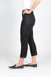 Holland Ave Becca Denim Wide Cuff Pant in Black. Pull on denim pant with faux pockets and faux zipper placket. 2" cuff. Inseam: 23 1/2"_t_33565603463368