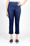 Holland Ave Becca Denim Wide Cuff Pant in Denim. Pull on denim pant with faux pockets and faux zipper placket. 2 rear patch pockets. 2" cuff. Inseam: 23 1/2"_t_33565603070152