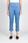 Holland Ave Becca Denim Wide Cuff Pant in Vintage Blue Denim. Pull on denim pant with faux pockets and faux zipper placket. 2 rear patch pockets. 2" cuff. Inseam: 23 1/2"_t_33565603135688
