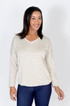 This lightweight and colorful shimmering knit top features long sleeves and sparkling stripes.  The flattering shape and relaxed fit are designed for comfort. The Top Ligne Glitter Stripe Top is perfect for year-round wear!_t_33643073831112