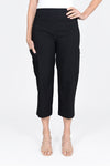 Elliott Lauren Wide Leg Cargo Crop in Black.  Pull on pant with 3" waistband and cargo pockets on each leg.  22" inseam, 10" leg opening._t_33958983729352