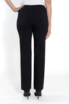 Lisette L Montreal Kathryne Full Length Trouser in Black. Pull on pant with 3" waistband. Pant falls straight from hip. 9" knee opening and 9" leg opening. 31" inseam._t_33511555760328