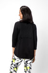 Lolo Luxe High Low Solid Top in Black. Crew neck, 3/4 sleeve top with curved seams. High low hem. RElaxed fit._t_33718017556680