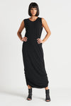 Planet Matte Jersey Tank Dress in Black.  Scoop neck sleeveless tank dress with side ruched detail .   Curved hem.  Relaxed fit_t_34112589627592