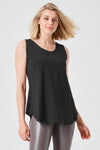 Planet Shirt Tail Tank in Black.  Scoop neck sleeveless oversized tank with shirt tail hem and raw edges._t_33914948518088