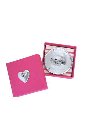Small pewter "Friends" charm bowl in pink gift box_32533551644872