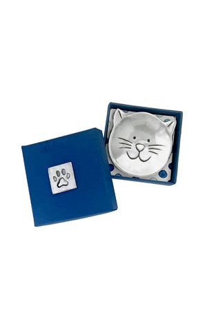 Small pewter "Cat" charm bowl in blue gift box_32533573861576