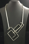 Mazie Necklace in Silver.  Bed and chain necklace with geometric linked pieces._t_31939065479368