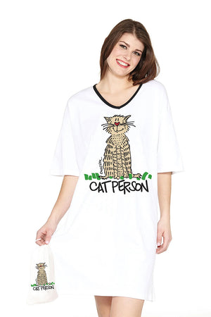 A cute and snarky oversized graphic tee for every type of cat moms featuring a whimsical illustration of an adorable feline friend. Super comfortable and lightweight, this night shirt is soft to the touch, and perfect for lounging around the house or reading a good book in bed!  Each shirt comes inside a matching drawstring bag printed with the same design, making this whimsical sleep shirt a great and thoughtful gift._33248753778888