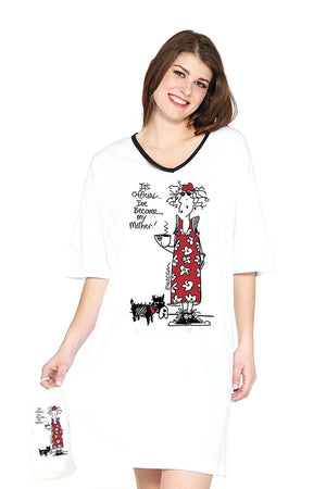 A cute and snarky oversized graphic tee featuring a whimsical illustration. Super comfortable and lightweight, this night shirt is soft to the touch, and perfect for lounging around the house or reading a good book in bed!  Each shirt comes inside a matching drawstring bag printed with the same design, making this whimsical sleep shirt a great and thoughtful gift._33767346045128