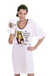 A cute and snarky oversized graphic tee for athleisure enthusiasts featuring a whimsical illustration. Super comfortable and lightweight, this night shirt is soft to the touch, and perfect for lounging around the house or reading a good book in bed!  Each shirt comes inside a matching drawstring bag printed with the same design, making this whimsical sleep shirt a great and thoughtful gift._t_33249150271688