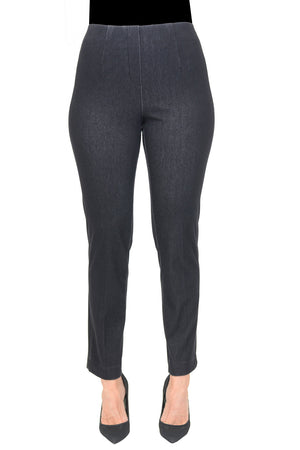 Holland Ave Sammy Denim Ankle Pant in Black. Pull on hidden waistband pant with faux zipper placket. Snug through hip and thigh falls straight to hem. 28" inseam._8326619201634