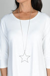 Large silver open star shaped pendant on silver snake chain_t_34858806837448