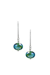 Color shifting green bead hanging from silver post earring with french hook_t_32553699999944