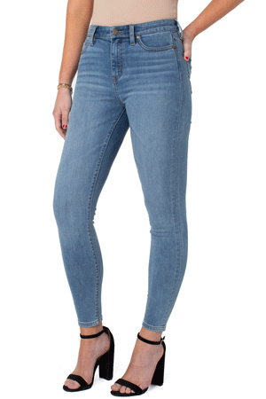 Liverpool Abby Hi Rise Ankle SKinny Jean in Scenic.  Light blue wash.  High rise ankle skinny with 5 pocket styling.  Button and zip closure.  28" inseam._33670724092104
