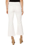 Liverpool Hannah Crop Flare with Curved Hem in White. Mid rise 5 pocket jean with button and zip closure. 5 pocket styling. Belt loops. Flared crop with frayed curved hem. 27" inseam._t_34112786071752