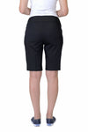 Lisette L Montreal Jupiter Stretch Short in Black. 3" waistband with 2 front slash pockets.  Pull on short.  11" inseam._t_29816648237256