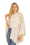 This versatile wrap has a flattering fit, and can be worn as a shawl or wrapped around you you attaching the end to the top loop creating an elegant draped look. Perfect for evenings out or chilly afternoons. The Pull Thru Wrap is a wardrobe must-have! _t_33926489735368