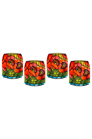 Poppies Luminaries, red yellow and green mosaic poppies on a translucent background_31563322622152