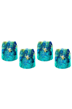 Iris Luminary Lanterns, Blue and green iris flowers on a translucent background_31571167543496