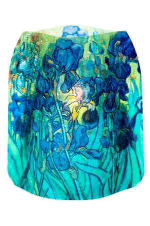 Iris Luminary Lanterns, Blue and green iris flowers on a translucent background_31571167477960