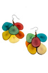 Organic Tagua Mariposa Earrings Multi colored chips of tagua nut slices on lead free nickel free fishhook wires_t_15336423620717