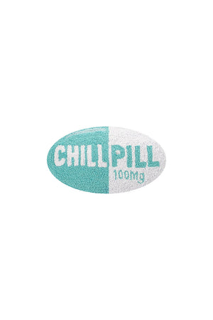 This cute and quirky "chill pill" latch hook pillow is the perfect for any chair, bed, or sofa. This adorable pillow is handmade with dyed wool and backed with a soft velvet fabric and zipper closure._32841446654152