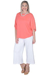 Planet Spa Gaucho in White.  Elastic waist pull on wide leg cropped pant.  Single side cargo pocket. 24" inseam._t_9343536037986