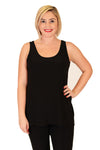 Sympli Go to Tank Relax in Black.  Sleeveless scoop neck tank.  A line shape.  Side slits._t_8301636026466