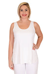 Sympli Go to Tank Relax in White. Sleeveless scoop neck tank. A line shape. Side slits._t_8301636157538