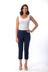 Holland Ave Susan Denim Crop Pant in Denim.  Pull on hidden waistband pant with faux zipper flap.  Snug through hip falls straight to hem.  Side slits.  25" inseam._t_13297465819245